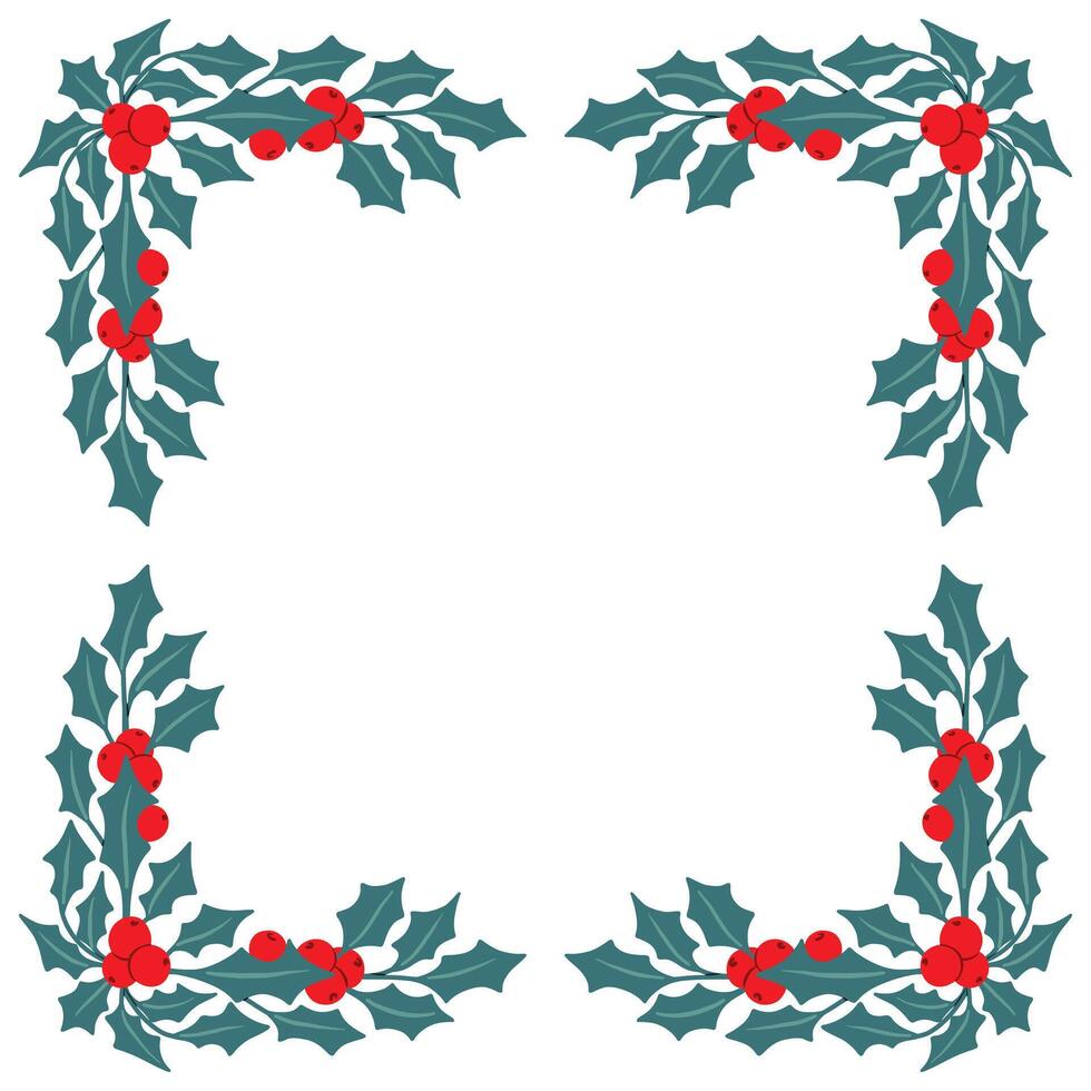 Christmas Holly Branch Frame Illustration vector