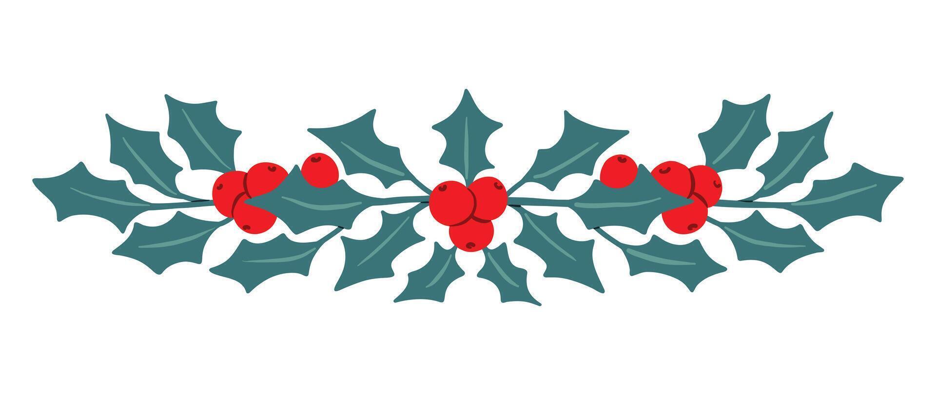 Holly Branch for Holiday Decorations Like Invitations, Greeting Cards, Discount Promotions, Banners, Illustration vector