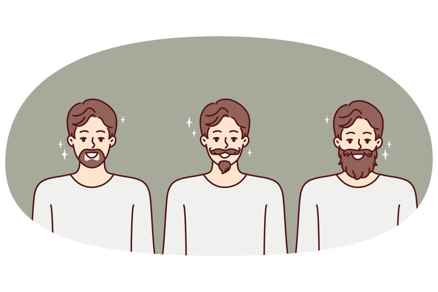 Men with different style mustaches and beards for advertising hipster barbershop vector