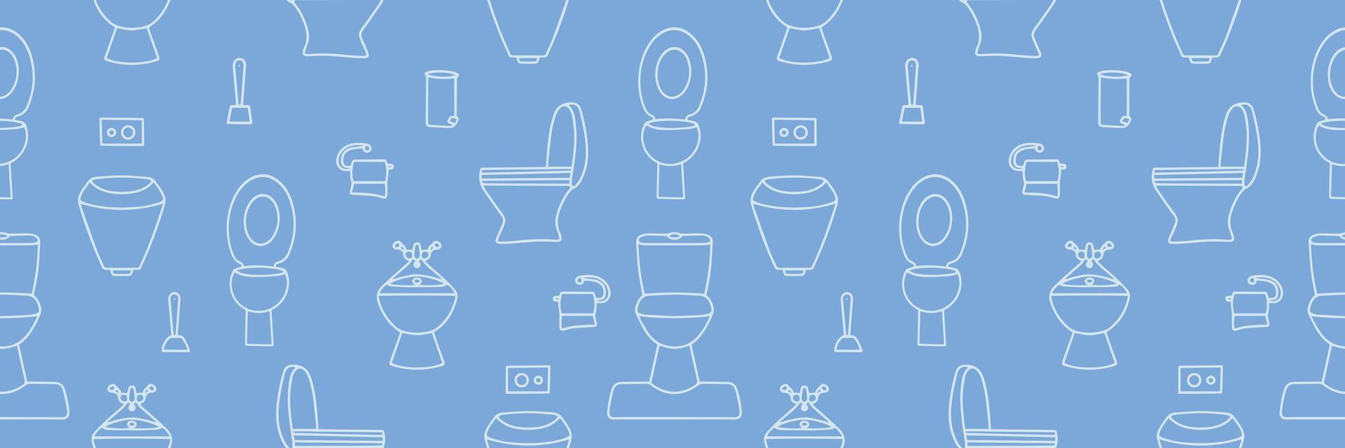 Seamless pattern of toilets and toilet paper. Toilet seamless pattern. illustration vector