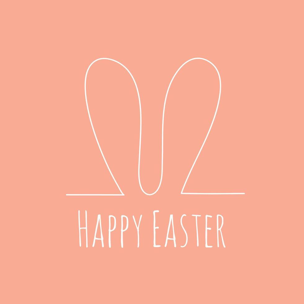 Continuous line drawing of Easter bunny ears, Minimalistic Easter card outline. illustration vector