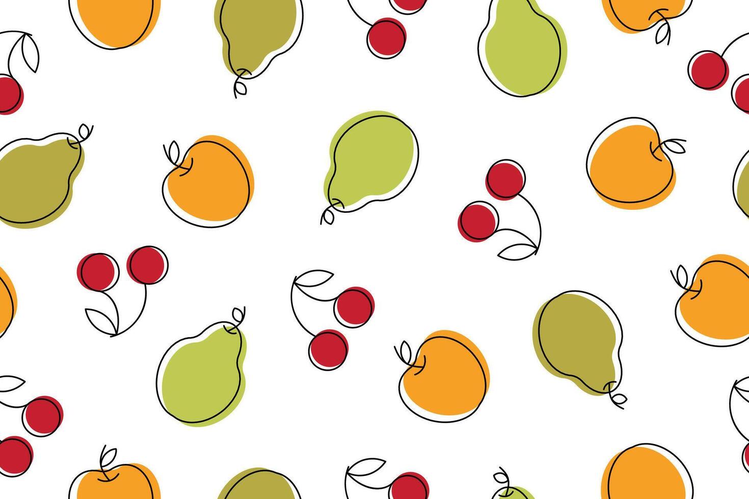 Fruit pattern. Seamless pattern with cherries, apples, pears. Colorful pattern. . illustration vector