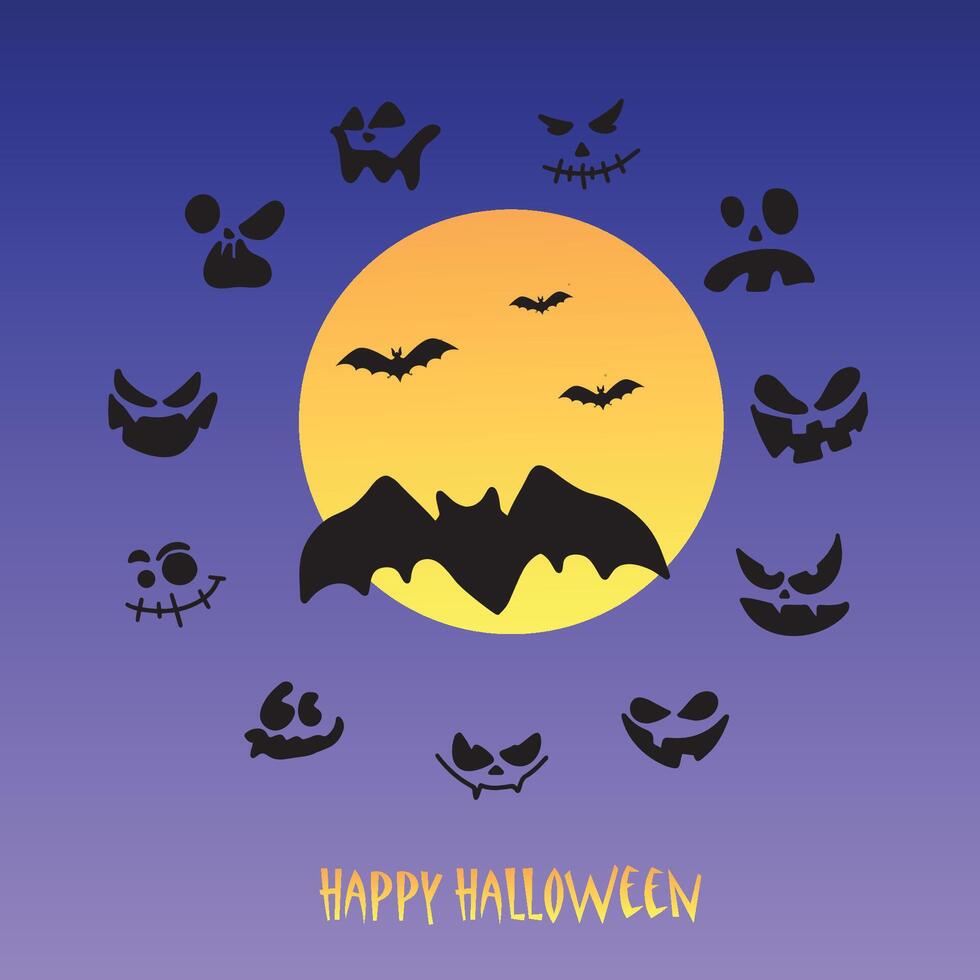Happy Halloween banner or party invitation background with bats and ghosts . illustration. illustration vector