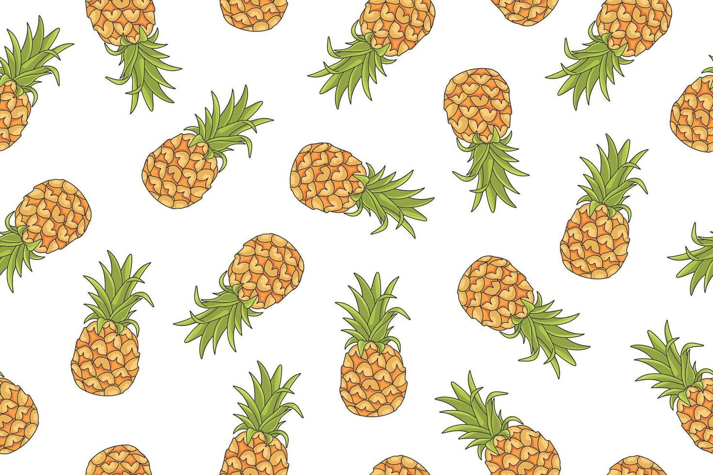 Seamless pineapple pattern. Color illustrations on a white background. vector