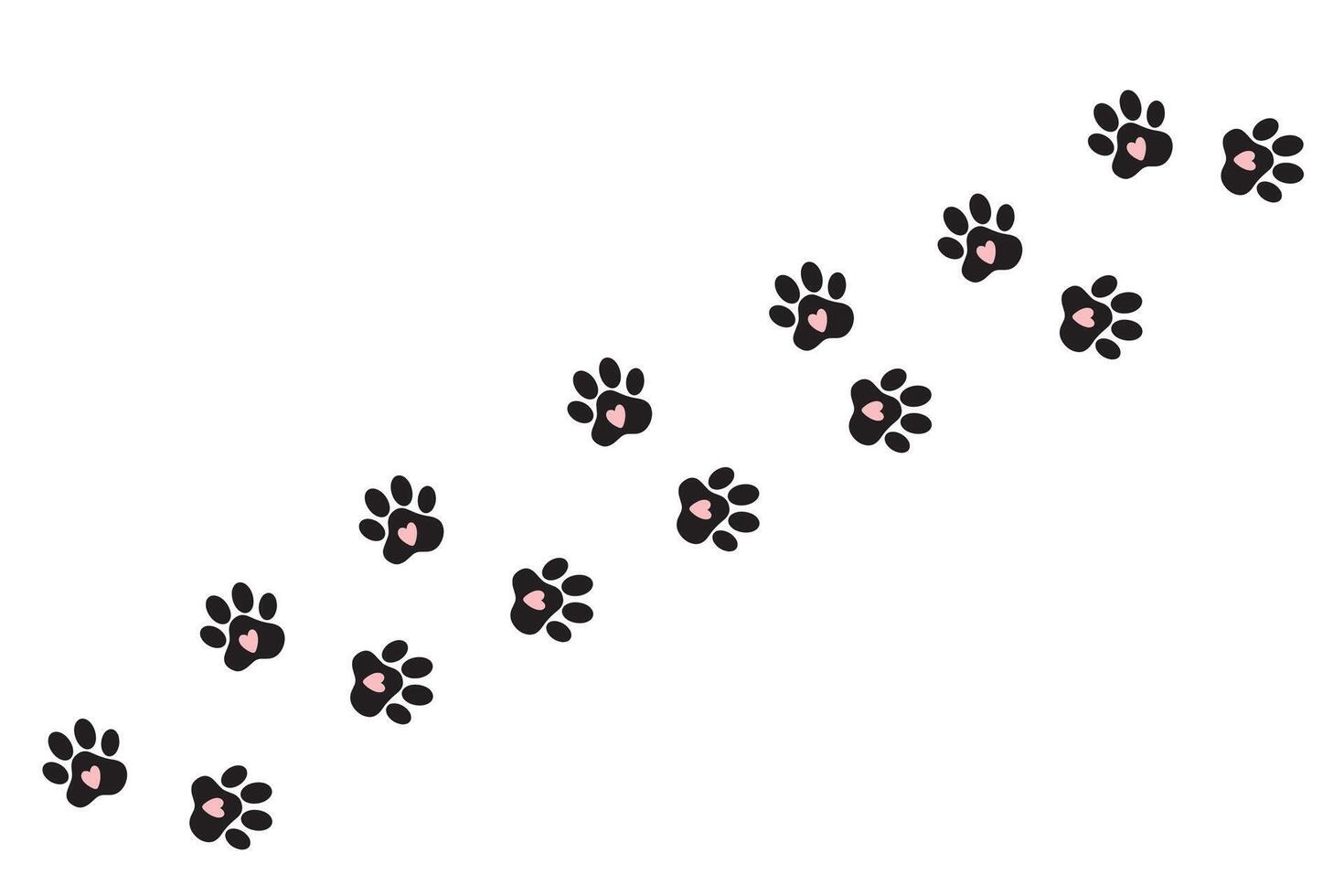Silhouette of cat paws. Paw prints. The dog and cat puppy icon. Traces of a pet. The puppy's paws are highlighted on a white background. vector