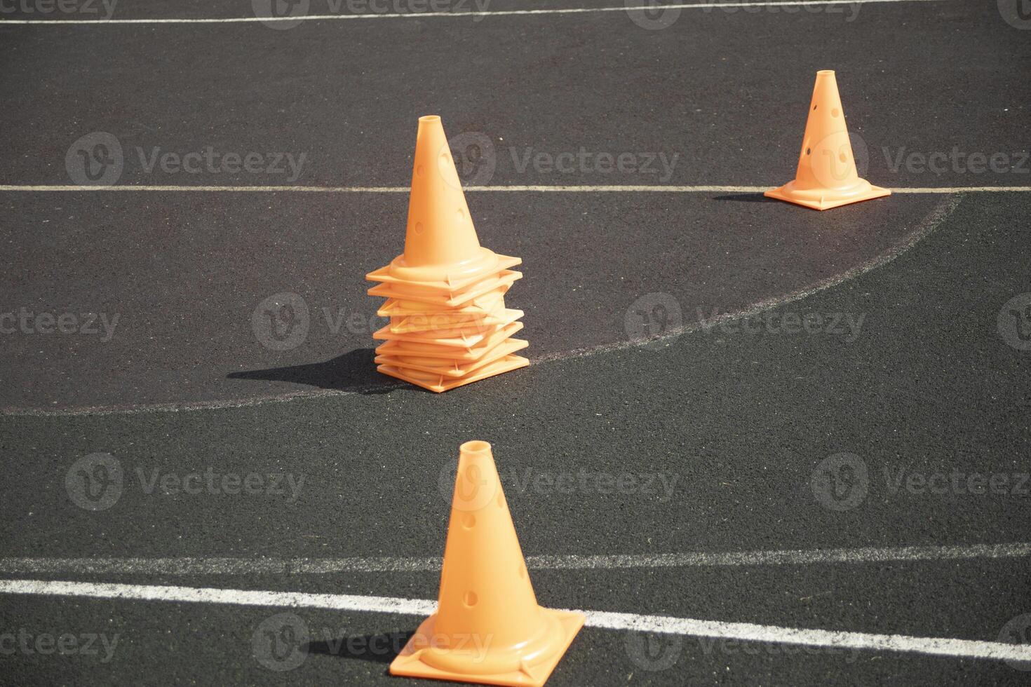 Sports field. Details of the relay race. Sports equipment. photo