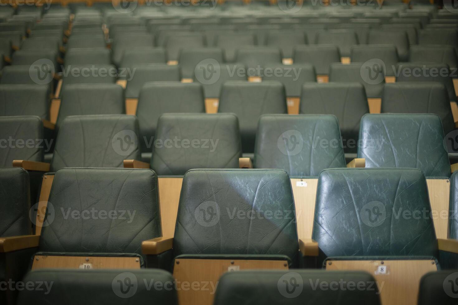 Empty seats in hall. Rows of seats. Classroom for students. photo
