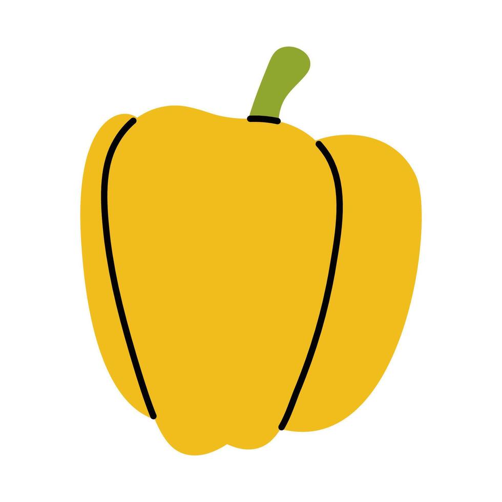 Minimalist yellow bell pepper graphic in flat style, perfect for food design projects vector
