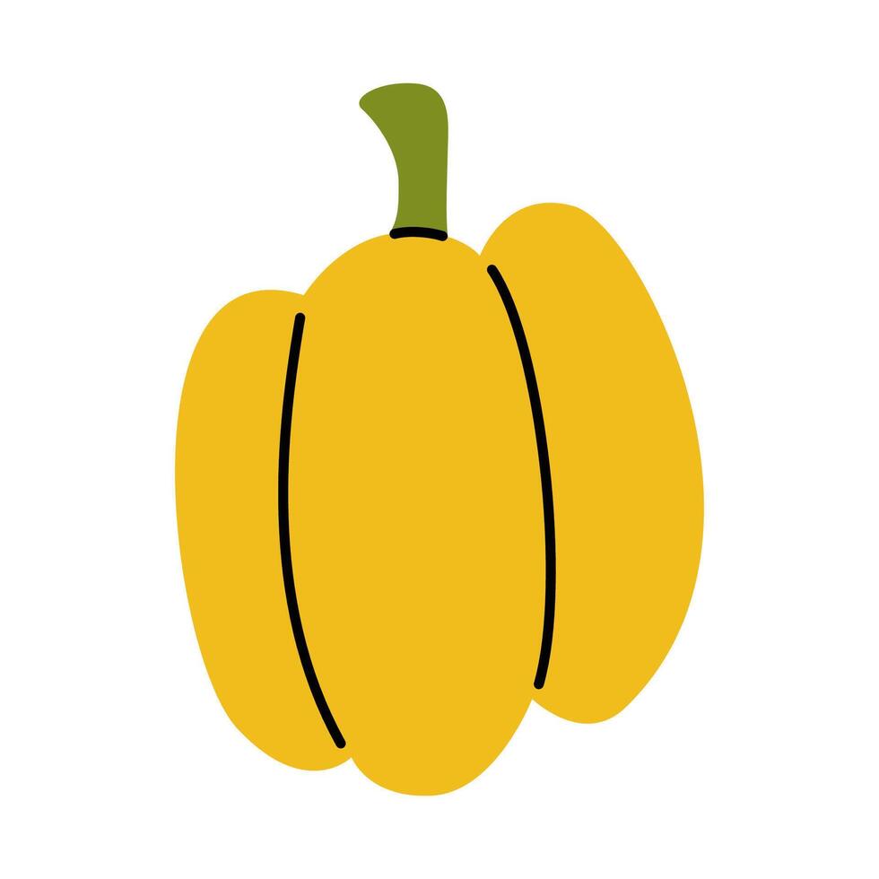 Colorful hand drawn illustration of a yellow bell pepper, ideal for recipe book vector