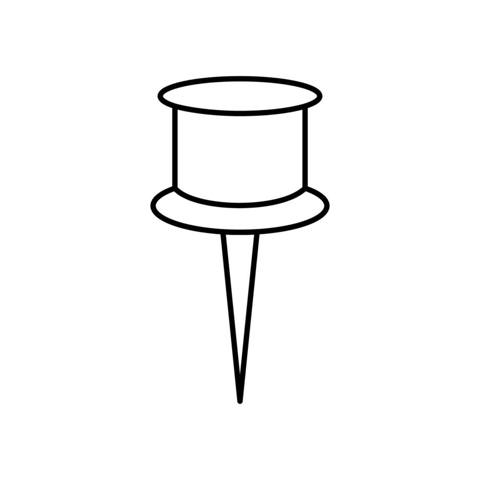 Push pin icon. Linear pin. Outline paperclip. Editable stroke vector