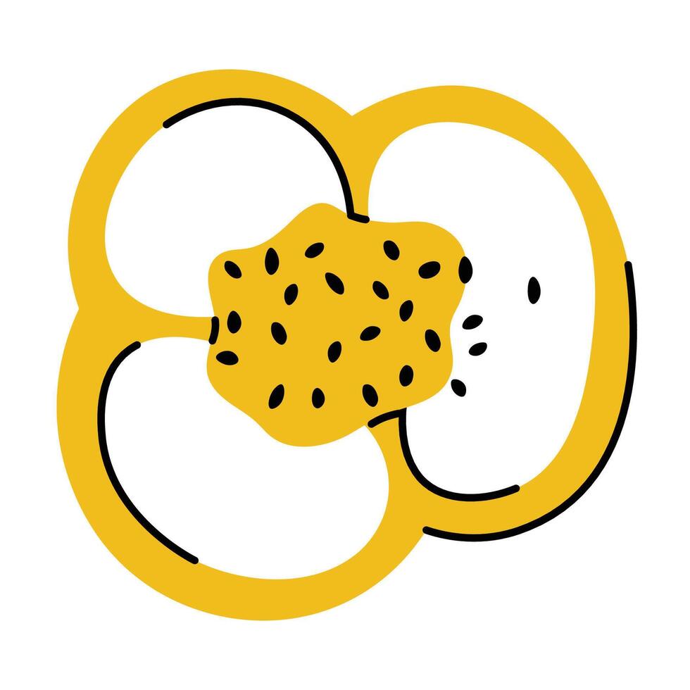 Detailed flat design of a yellow bell pepper slice showing seeds vector