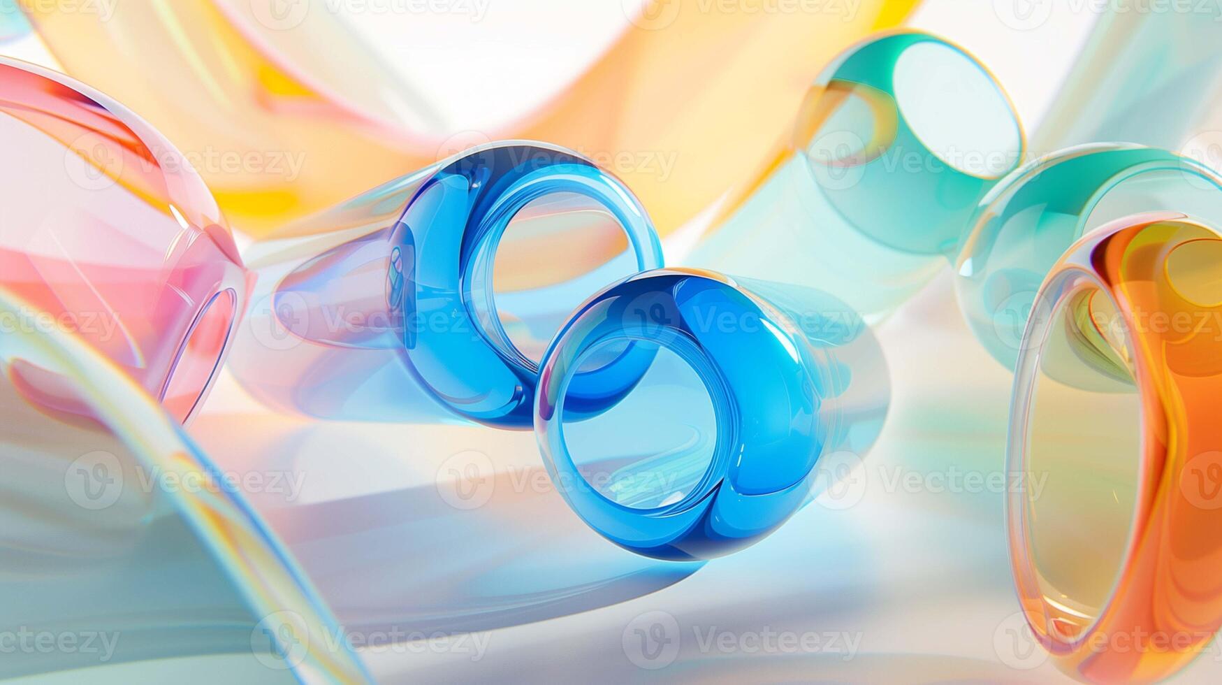 Abstract pattern with shiny glass detail 3d rendering image. Clear plastic shapes arranged in composition background wallpaper colorful realistic. Artwork elements concept idea photo