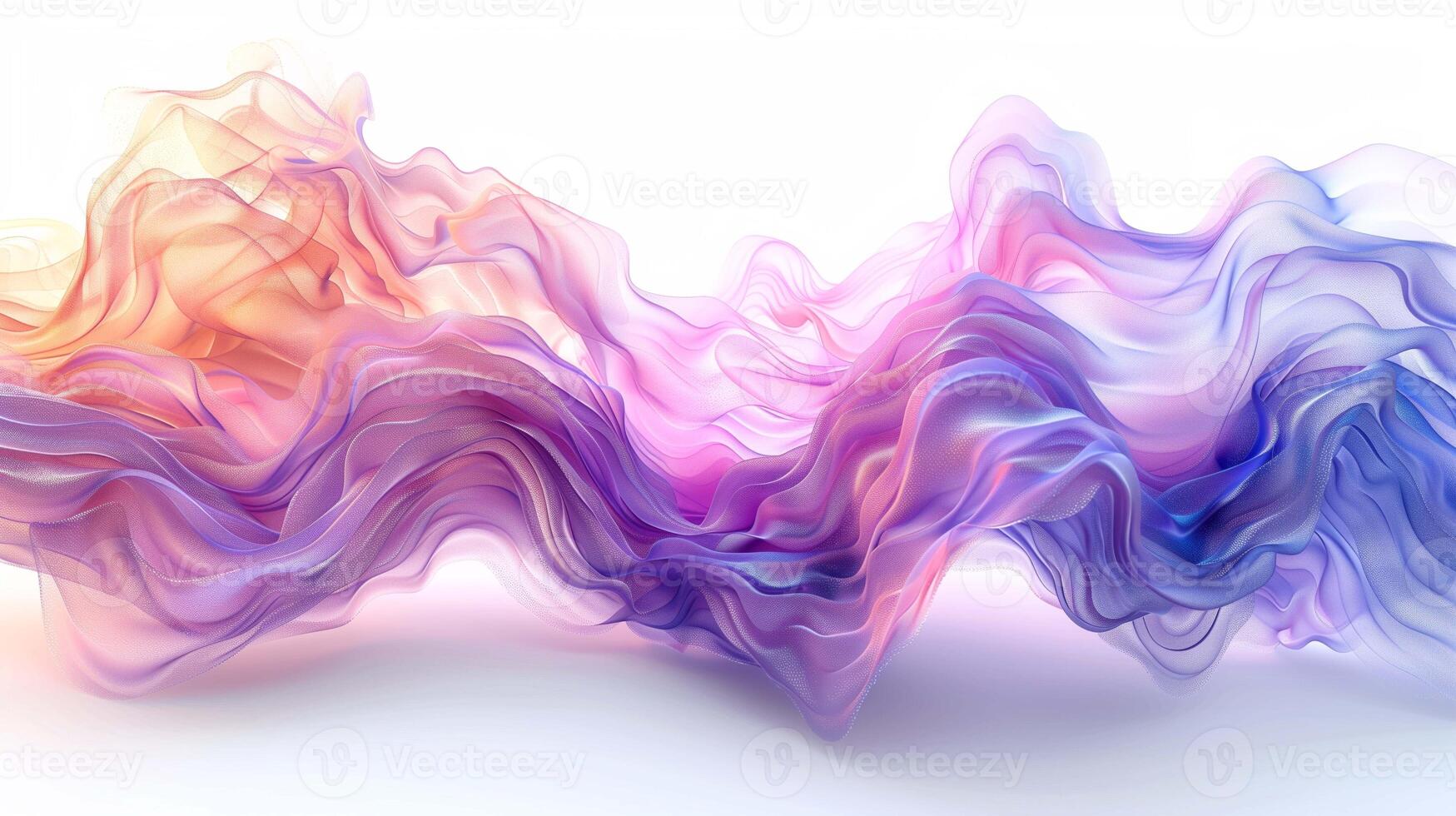 Flowing purple gradient steam on white background image. Soft color flow 3d illustration wallpaper picture backdrop. Creative surreal ornament concept for business presentation corporate photo