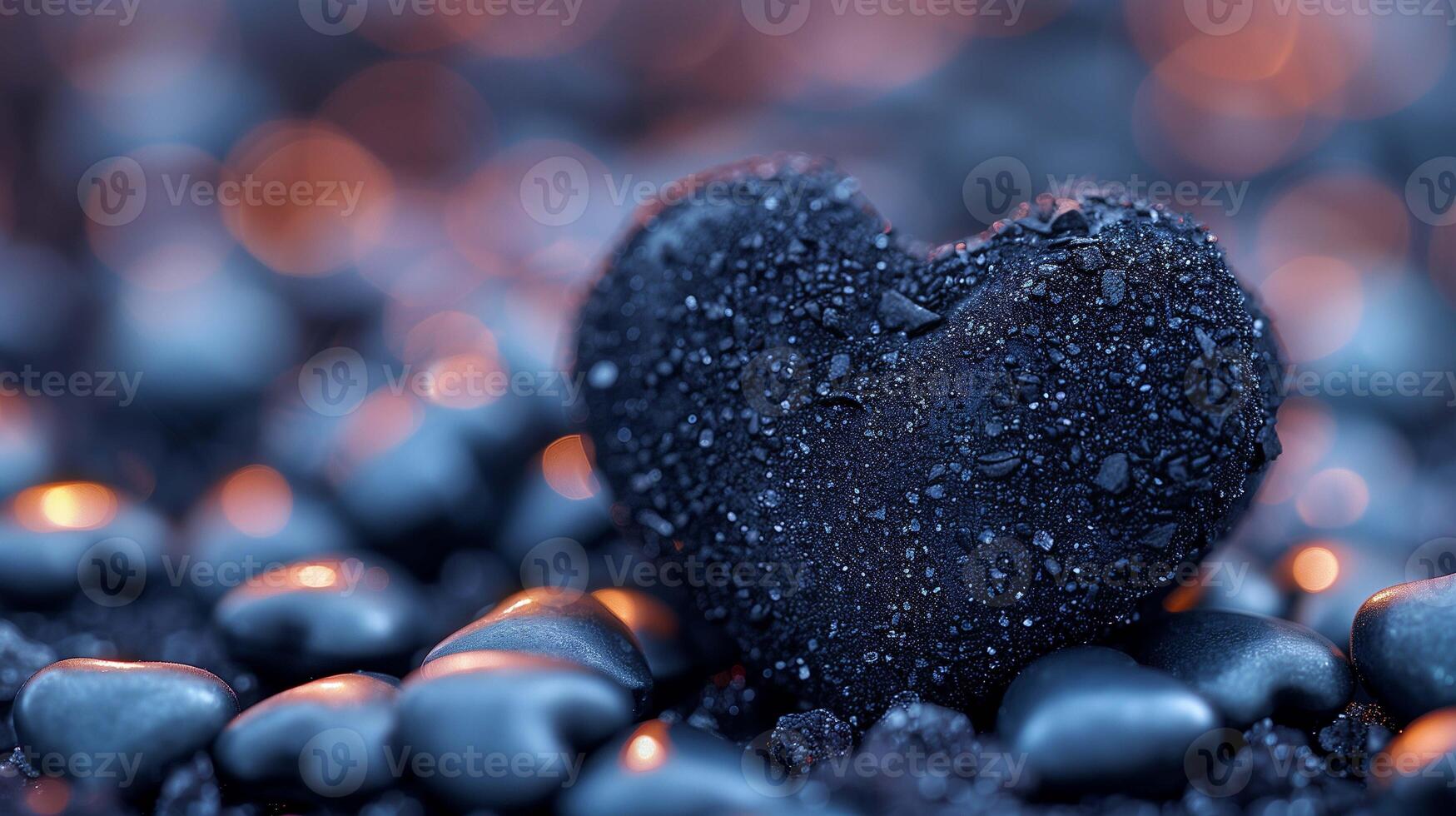 Heart shaped licorice candy image copy space. Valentine day celebration sweet treat banner background blurred. Romantic event confectionery snack concept photography copyspace photo