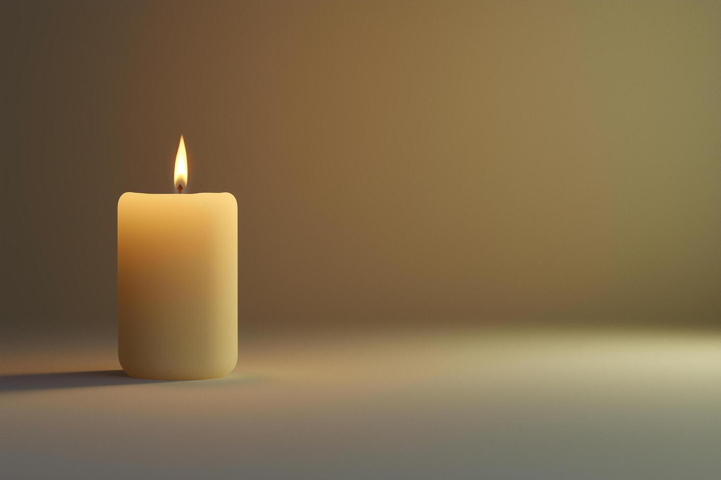 Single candle burning casting light on a soft gradient background photo