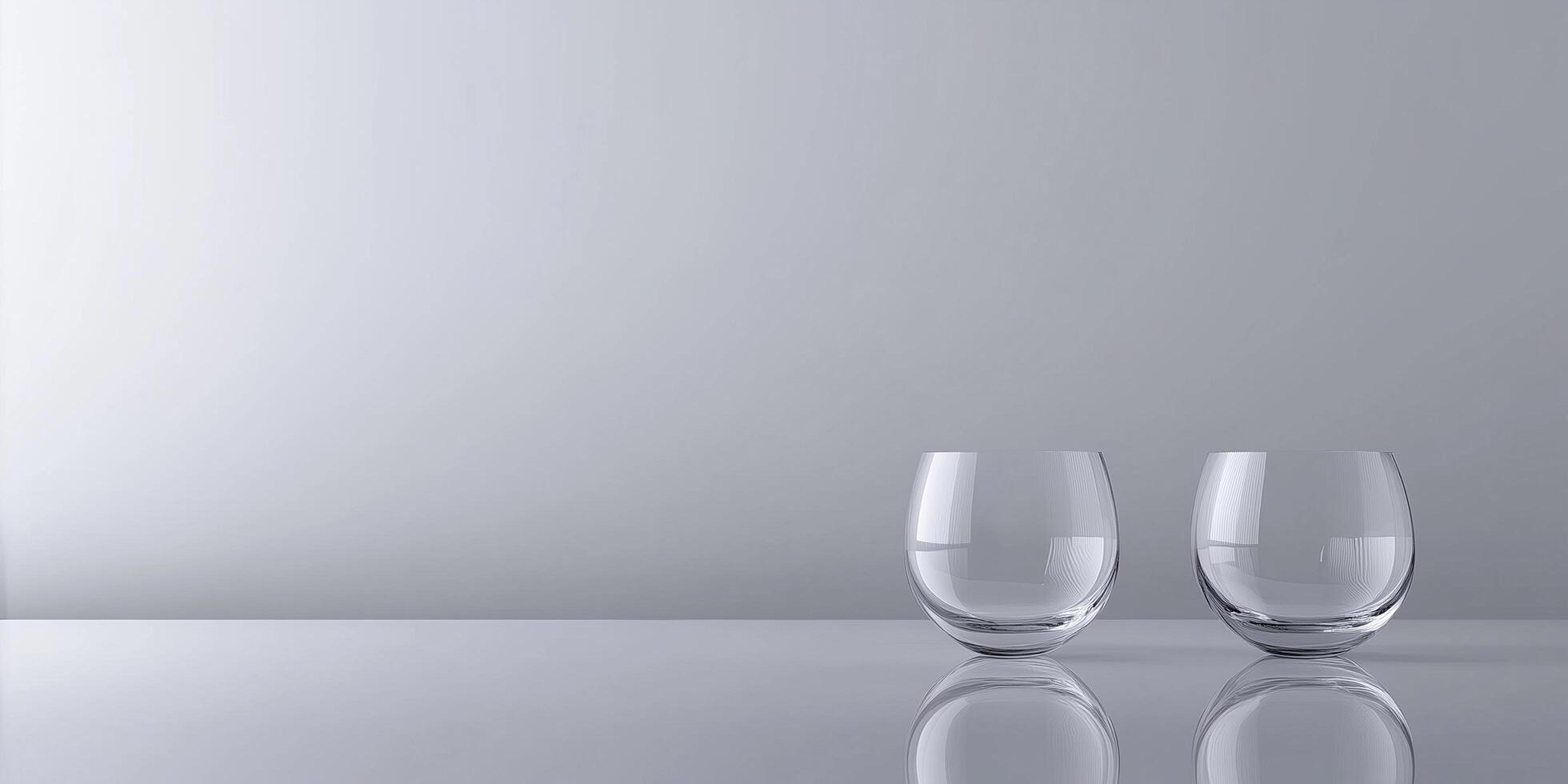 Two glasses filled with water sit on a table photo