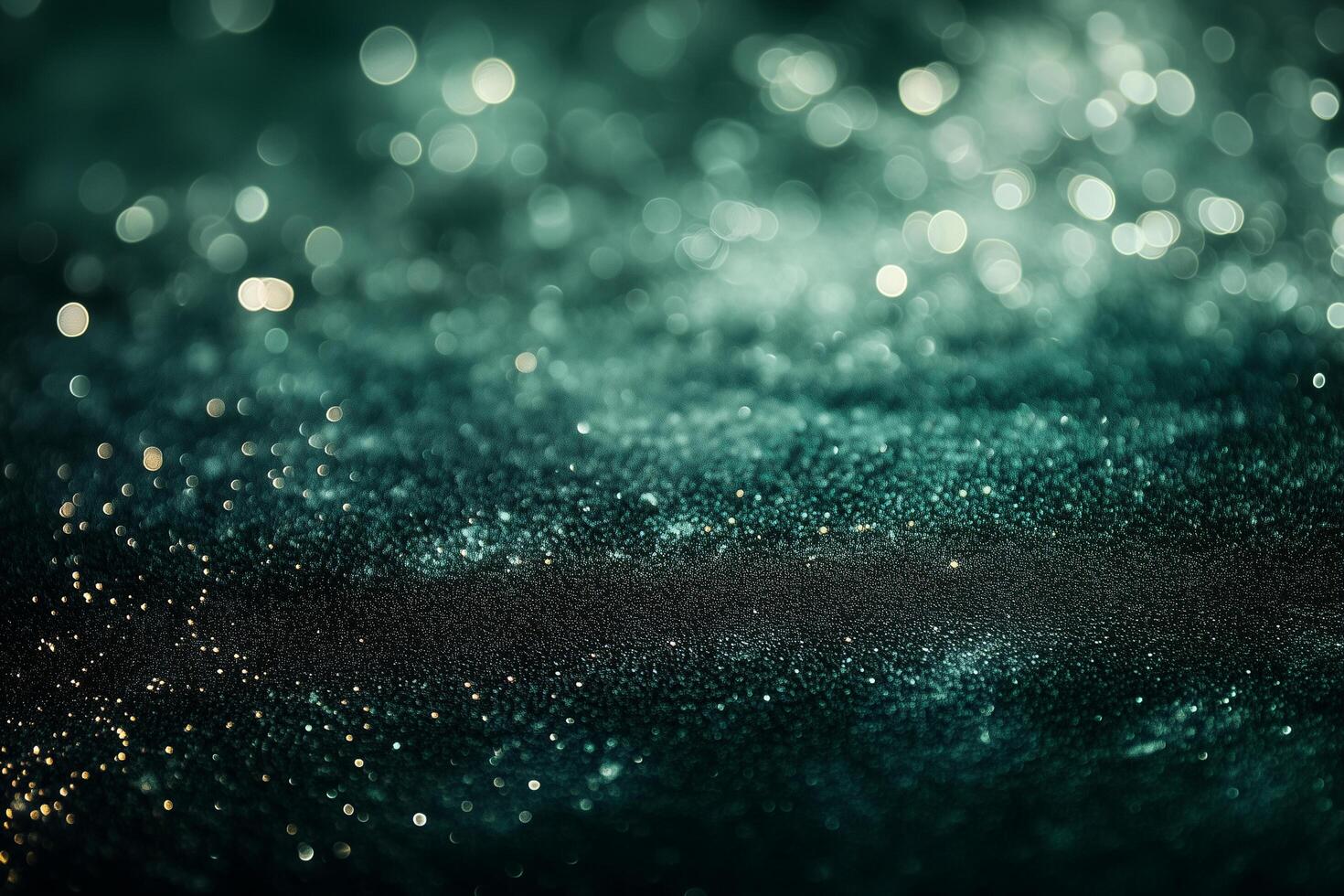 Abstract dark green glitter background with bokeh lights Christmas, New Year photo