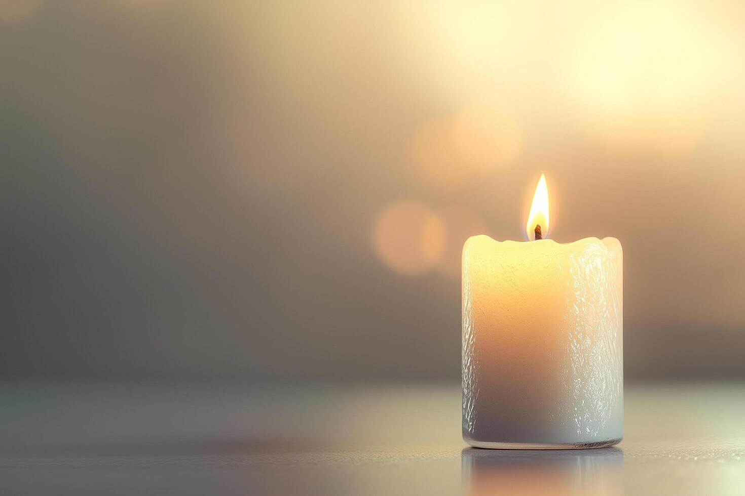 White candle burning with soft background for christmas or diwali photo