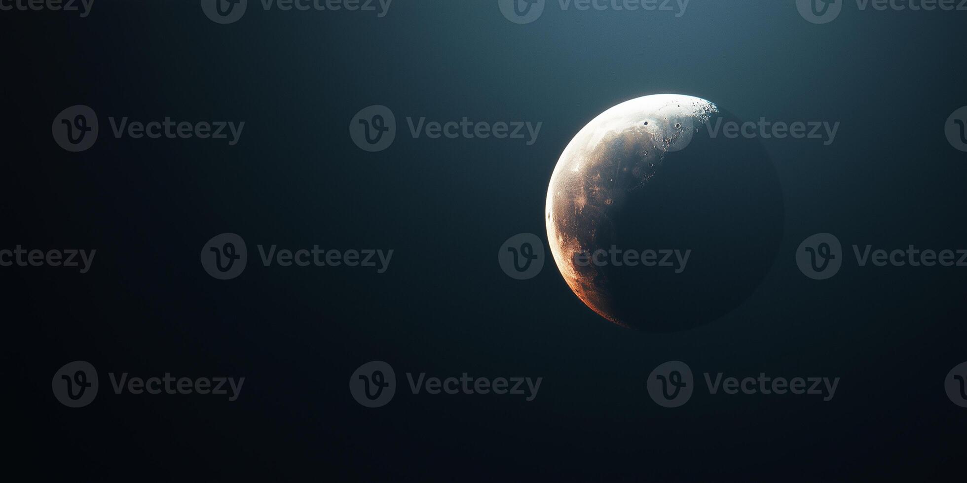 Crescent moon illuminated in a dark sky photo