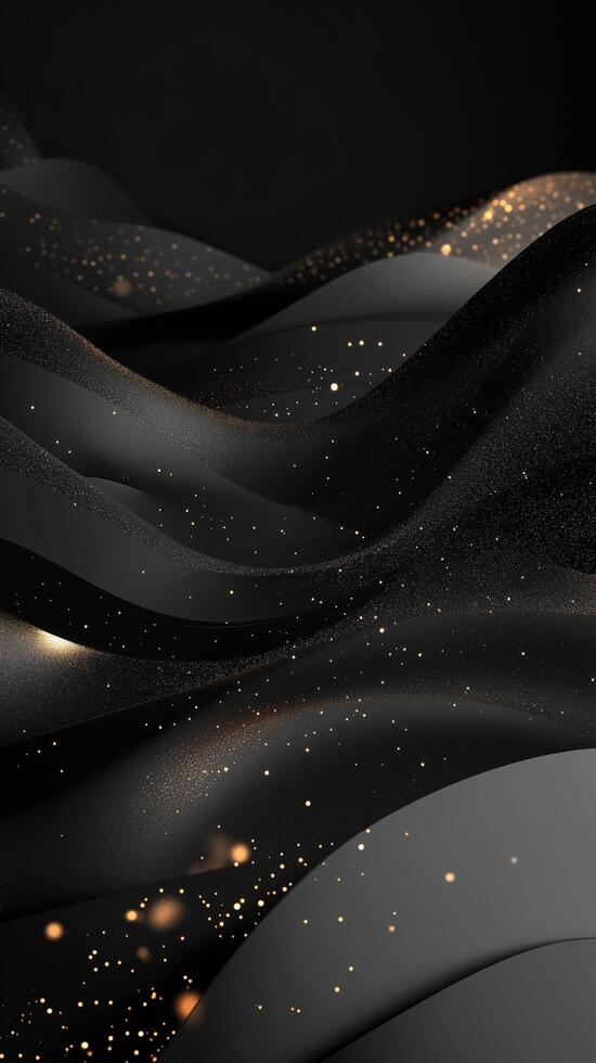 Abstract black and gold waves background for christmas and new year photo