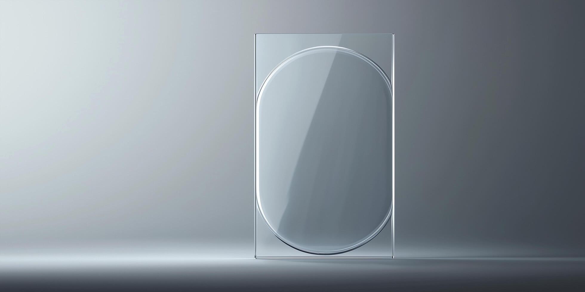Clear glass panel against gray backdrop photo
