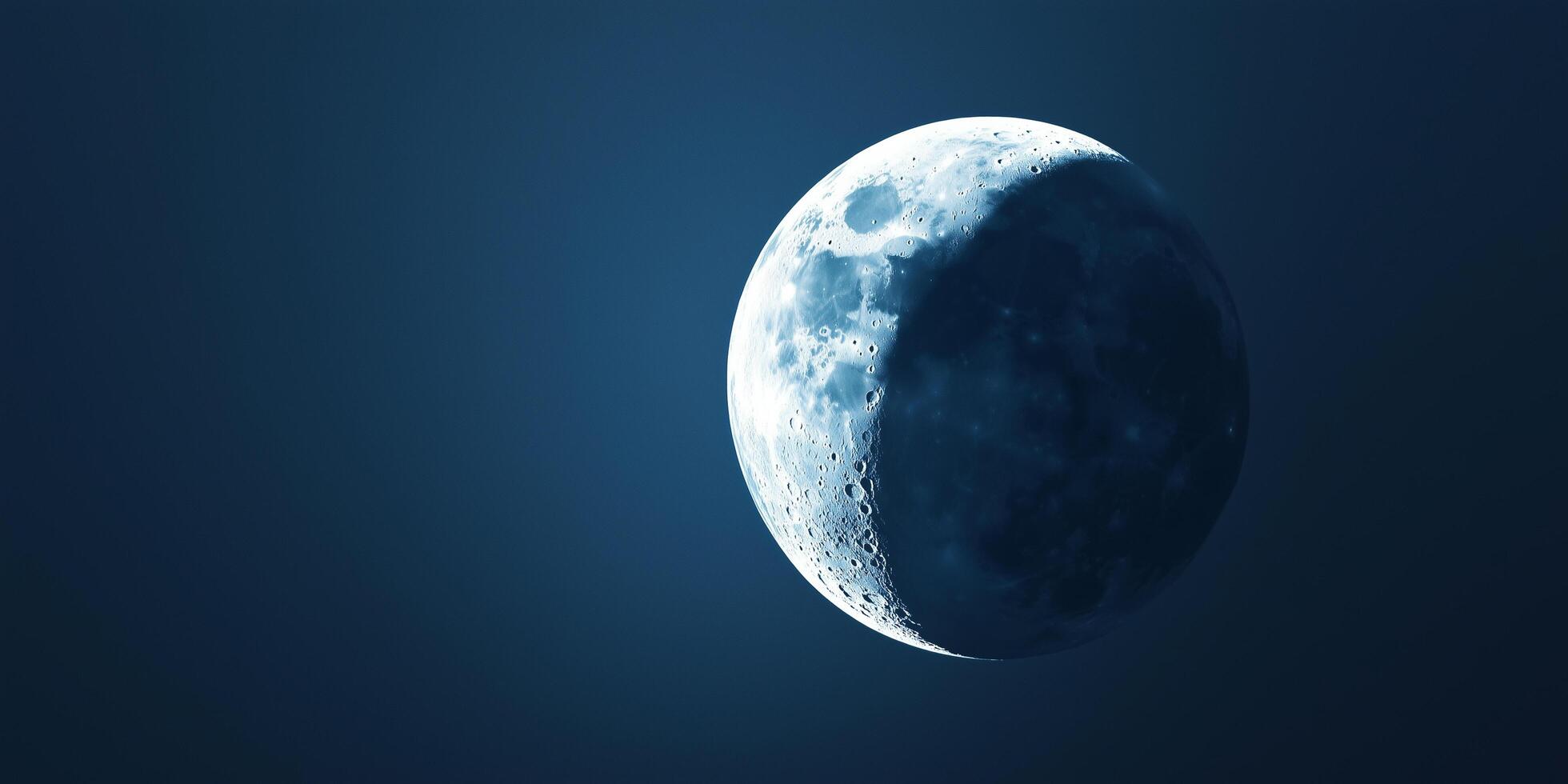 The crescent moon shines brightly at night photo