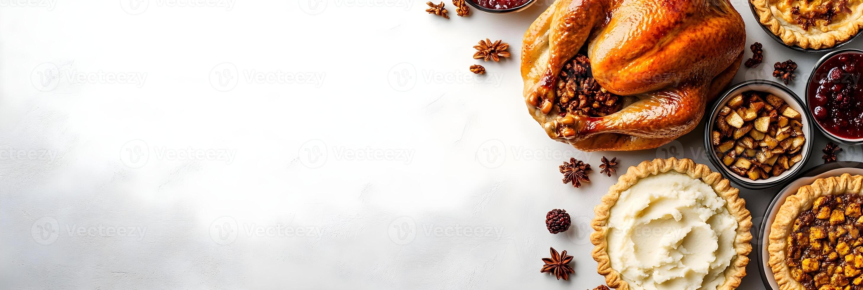 Thanksgiving Food Platter with Turkey Pies and Cranberry Sauce photo