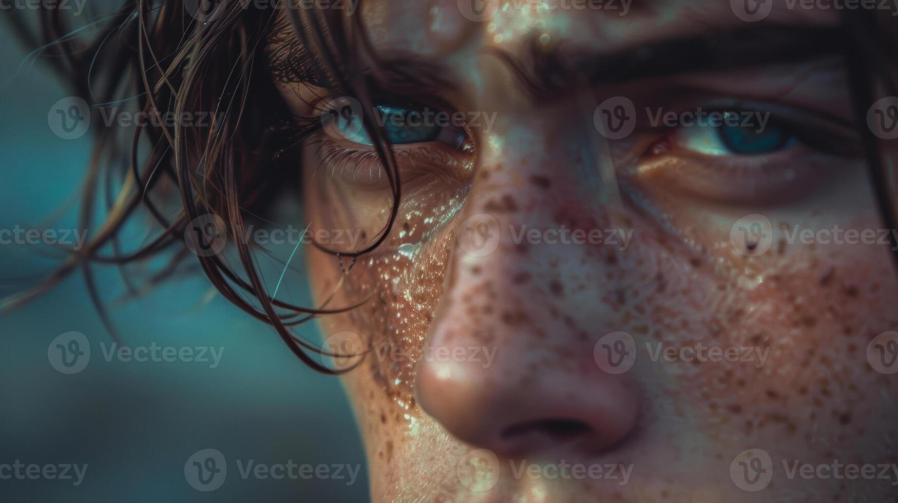 A close up of a man with freckles on his face photo