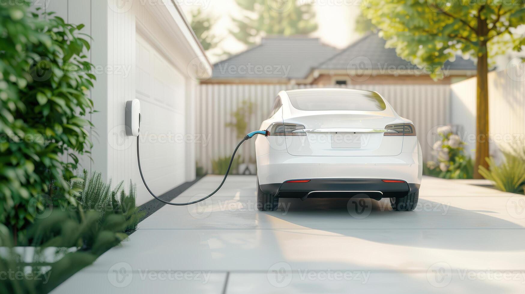Electric car charging at home photo