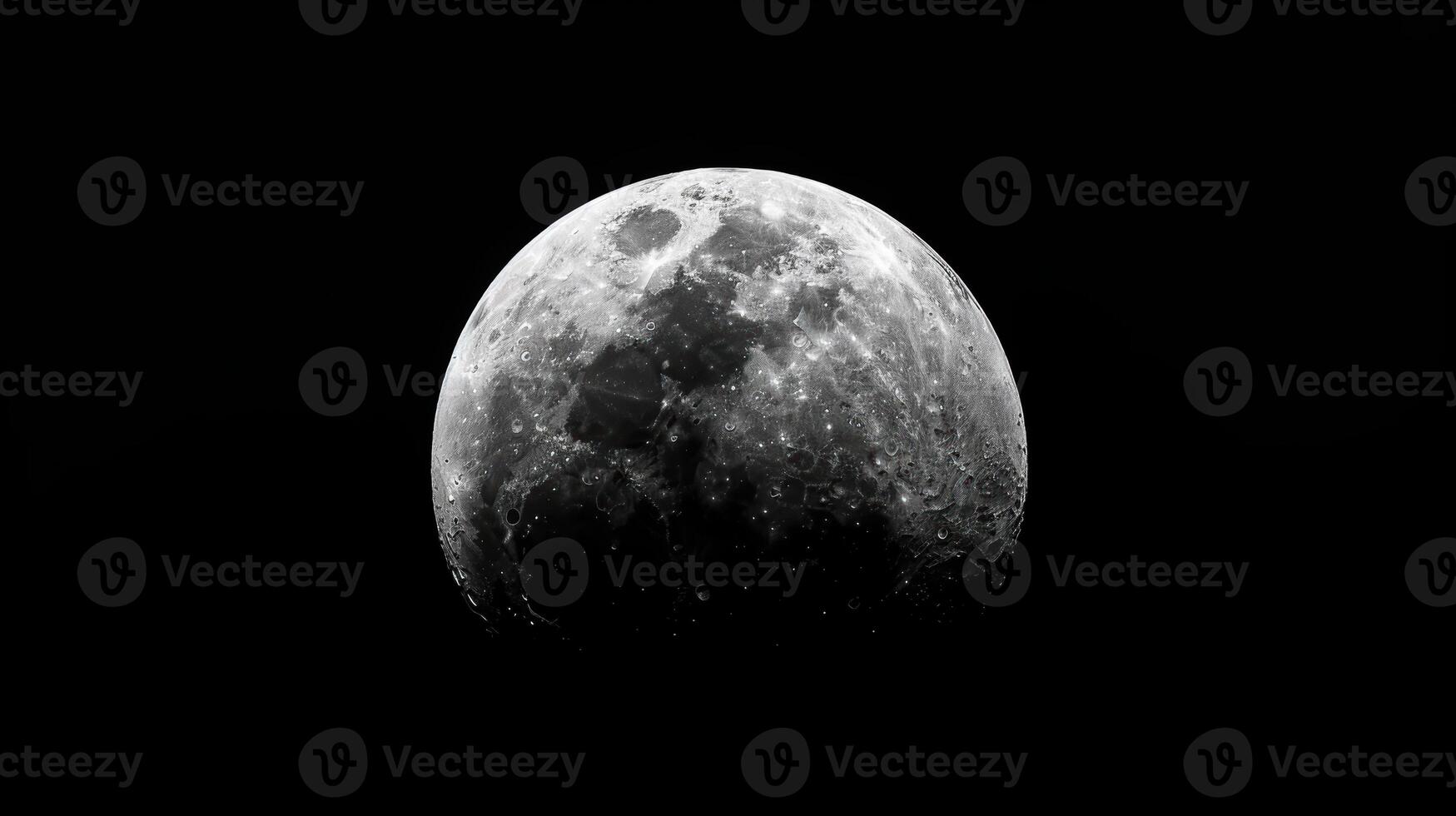 The moon is seen in black and white photo