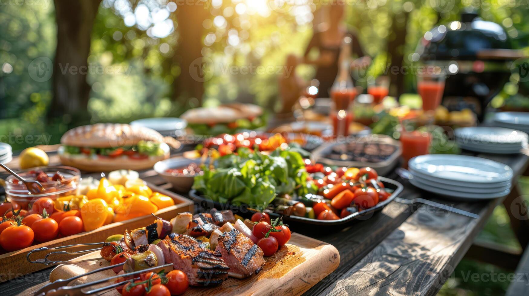 A table with food and drinks on it photo