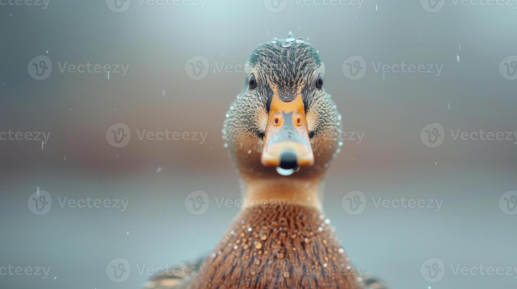 A duck with a wet beak and a wet nose photo