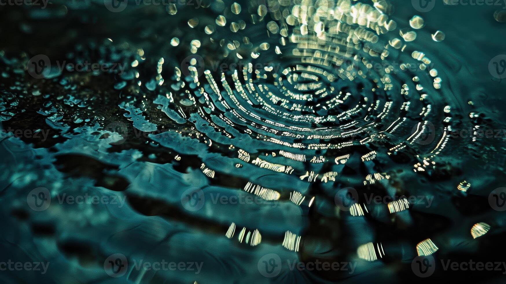Water droplets on a dark background with a circular pattern photo