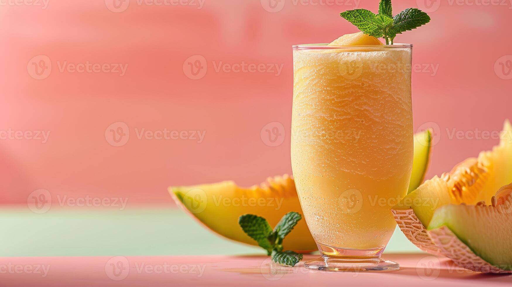 A glass of orange juice with melon slices photo