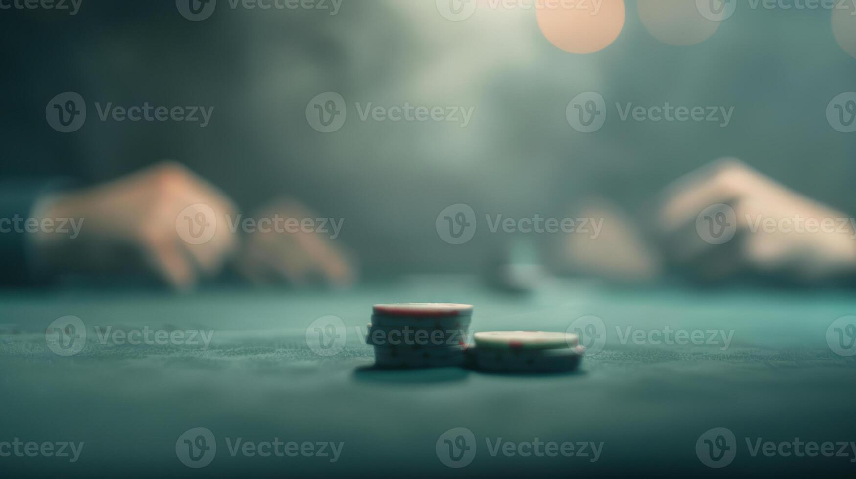 A poker player is holding a stack of chips photo