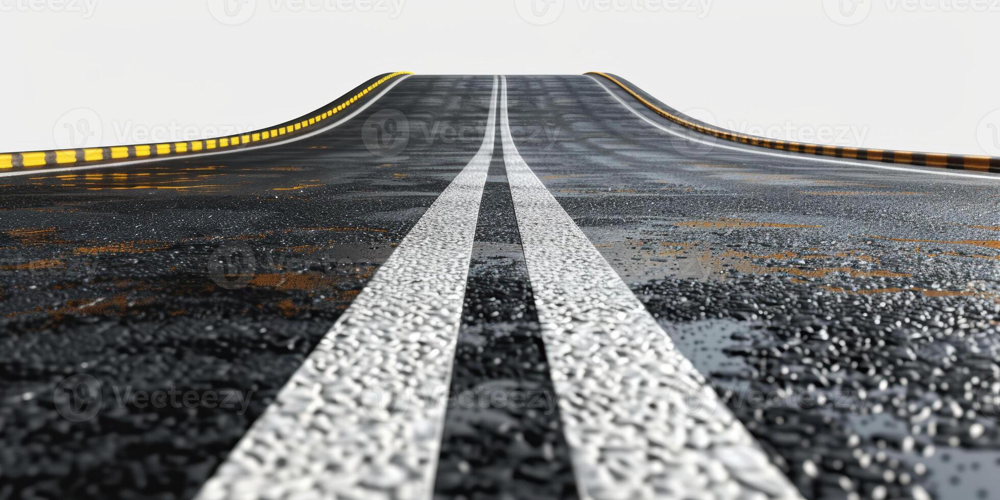 An empty road with two white lines on it photo