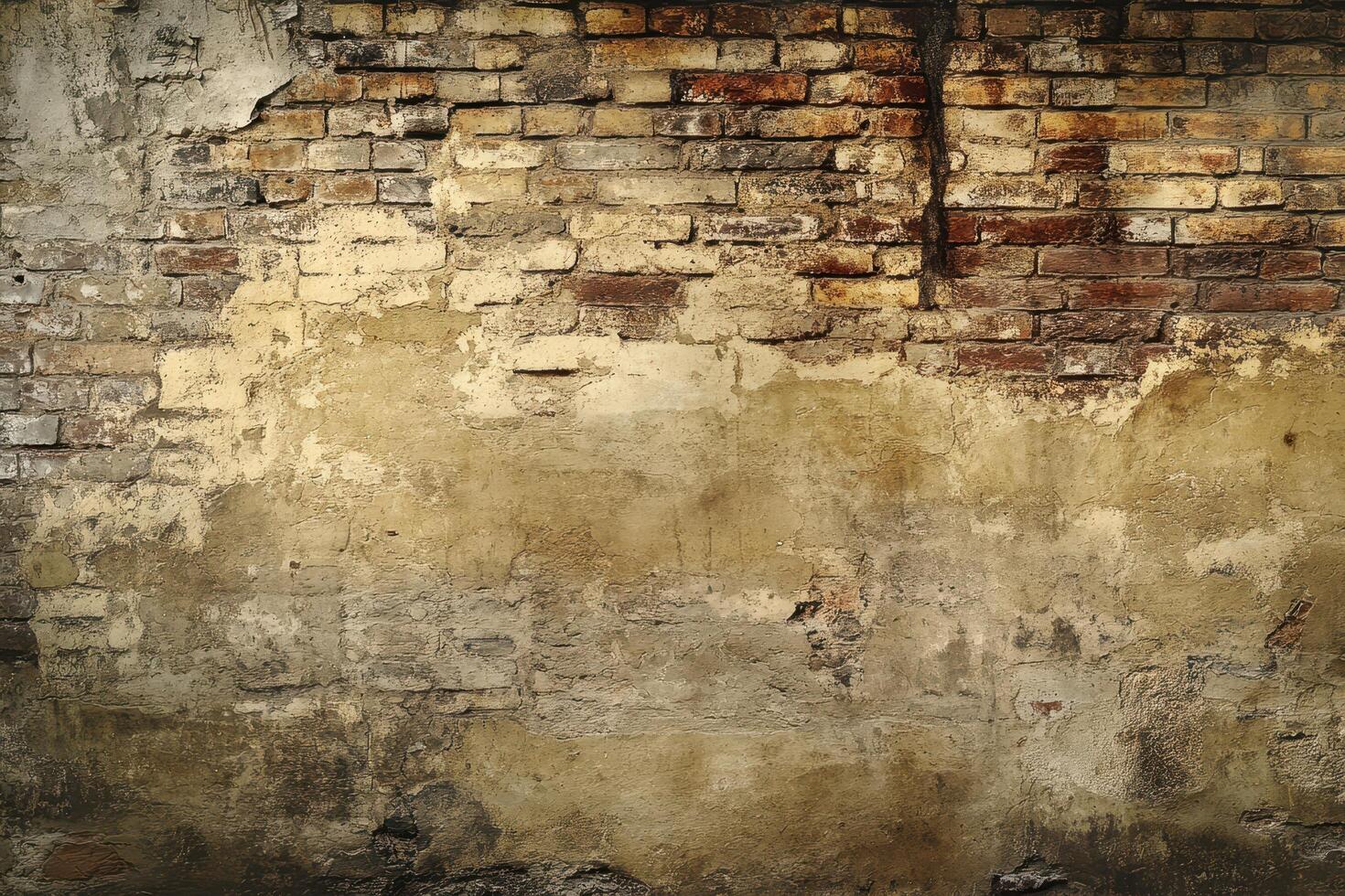 Weathered Brick Wall With Chipped Plaster photo