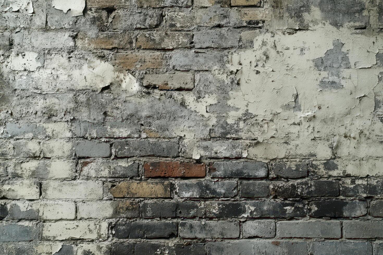 Weathered Brick Wall with Peeling White Paint photo