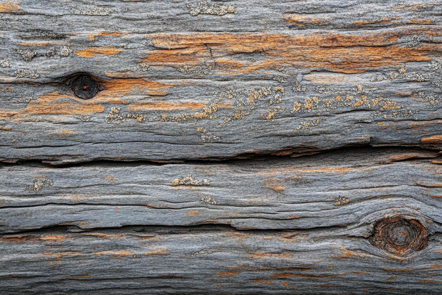 Close-up of Weathered Wood with Knots and Lichen photo