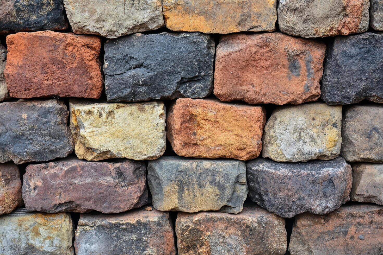 A Close-Up of a Stone Wall Made of Irregularly Shaped Stones photo