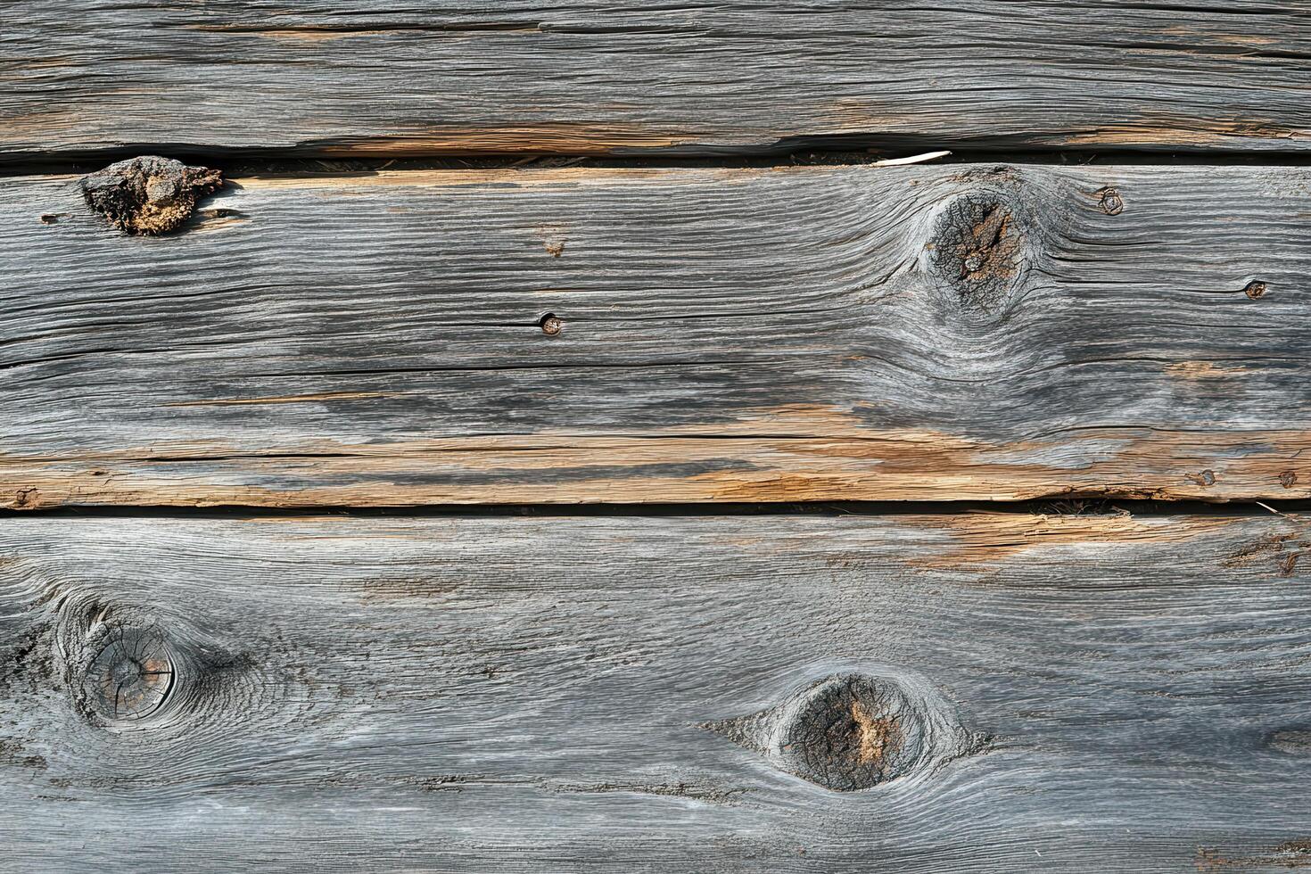 Weathered Gray Wooden Planks with Knots photo