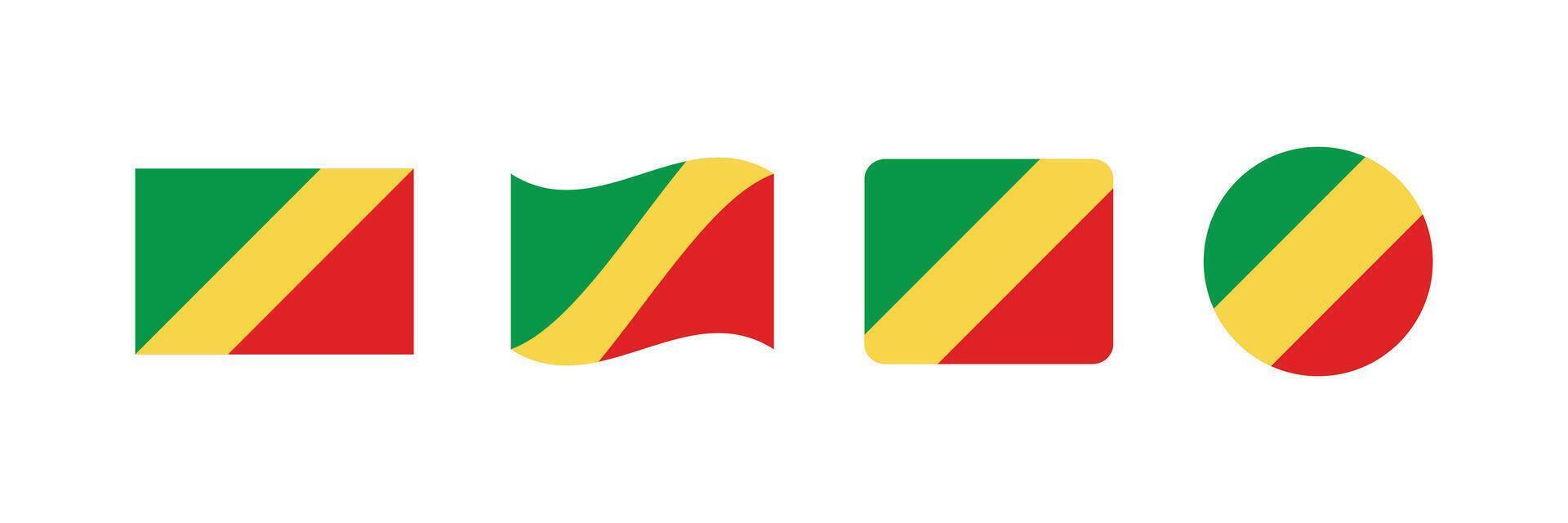 Republic of the Congo flag. Set of Republic of the Congo Flags Collection. vector