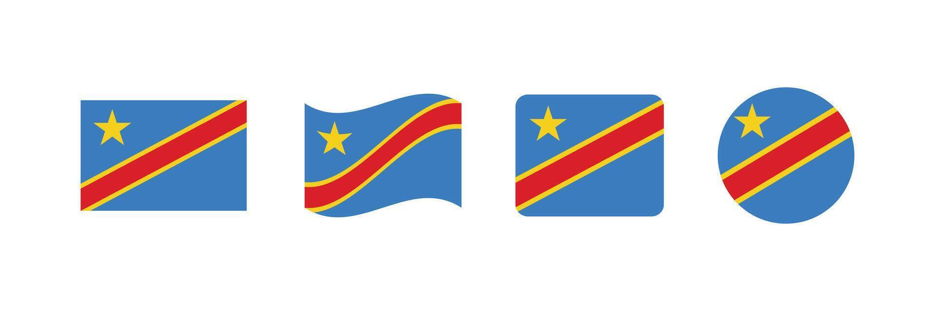 Democratic Republic of the Congo flag. Set of Democratic Republic of the Congo Flags Collection. vector
