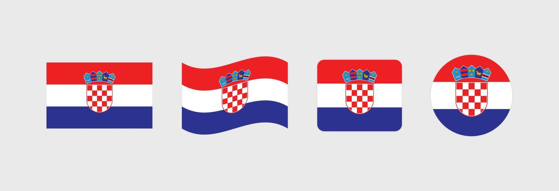 Croatia flag. Set of Croatia Flags Collection. vector