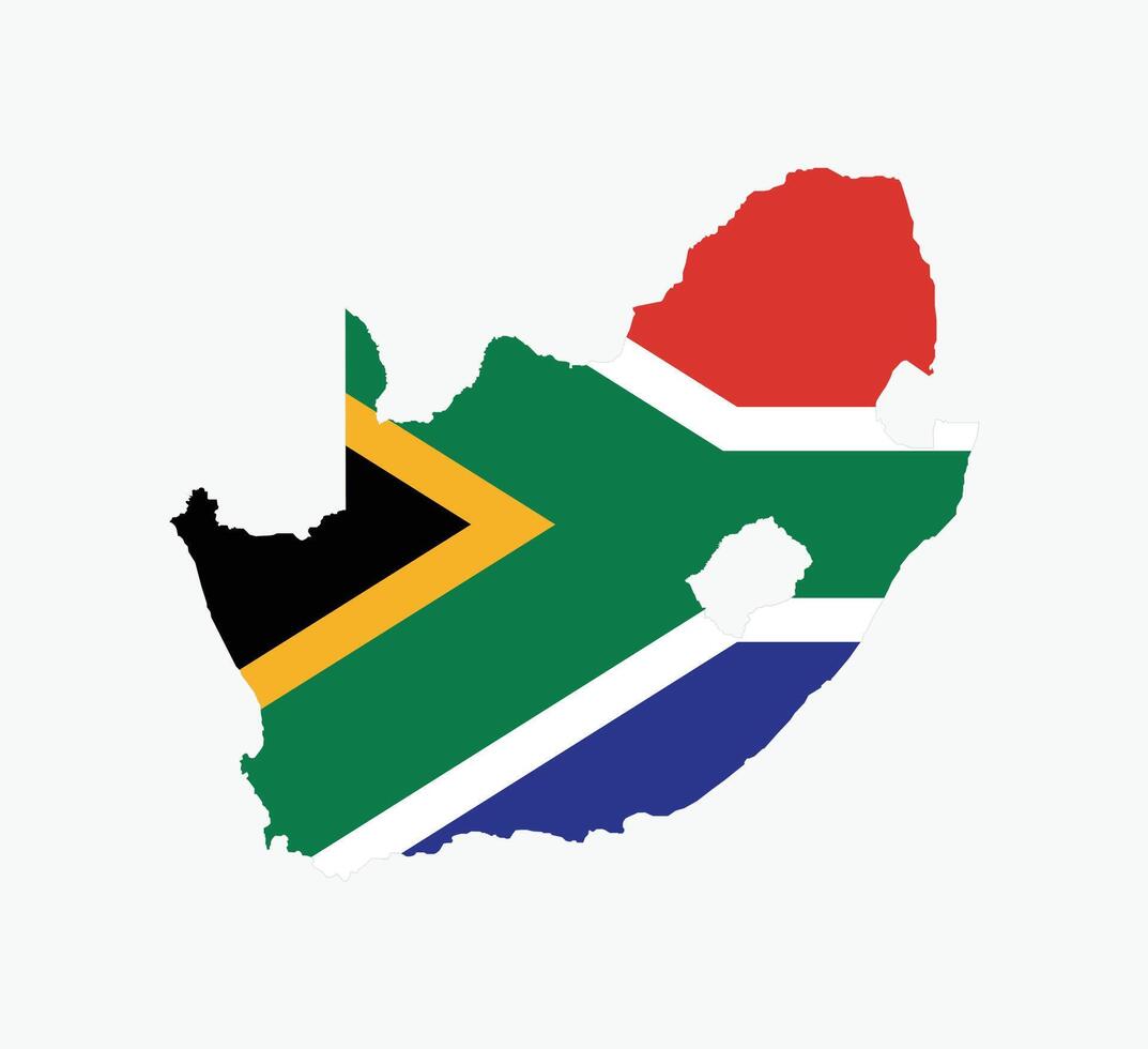 South Africa Map. Map of South Africa with National Flag. vector