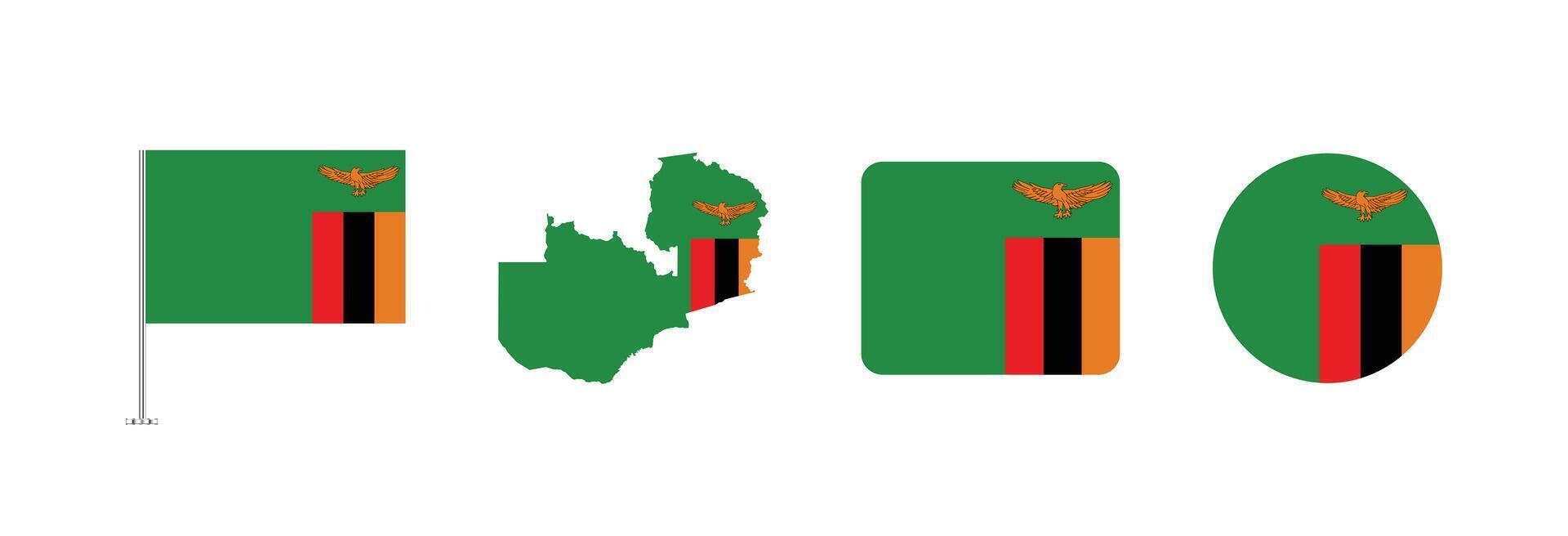 Zambia flag. Set of Zambia Flags Collection. vector
