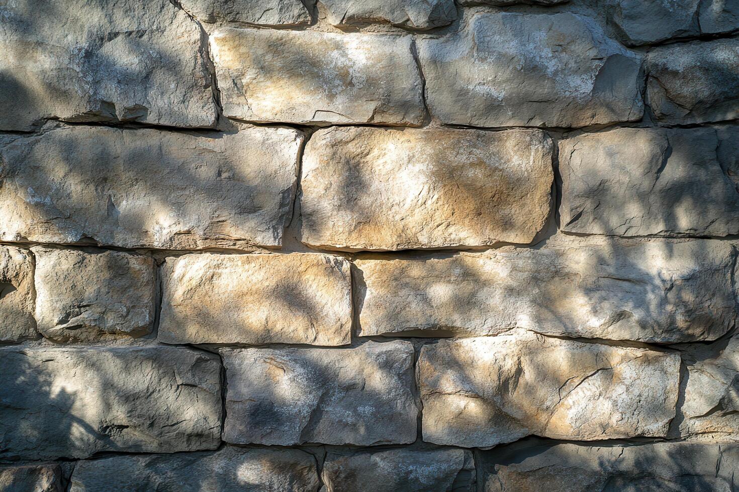 Stone Wall with Shadow Patterns in Sunlight photo