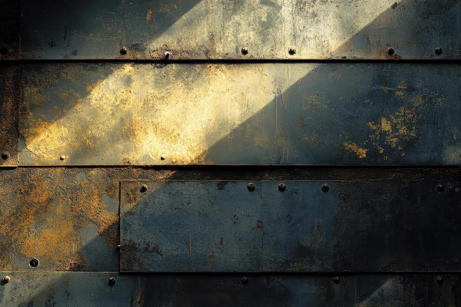 Weathered Metal Surface with Sunbeams and Rust photo