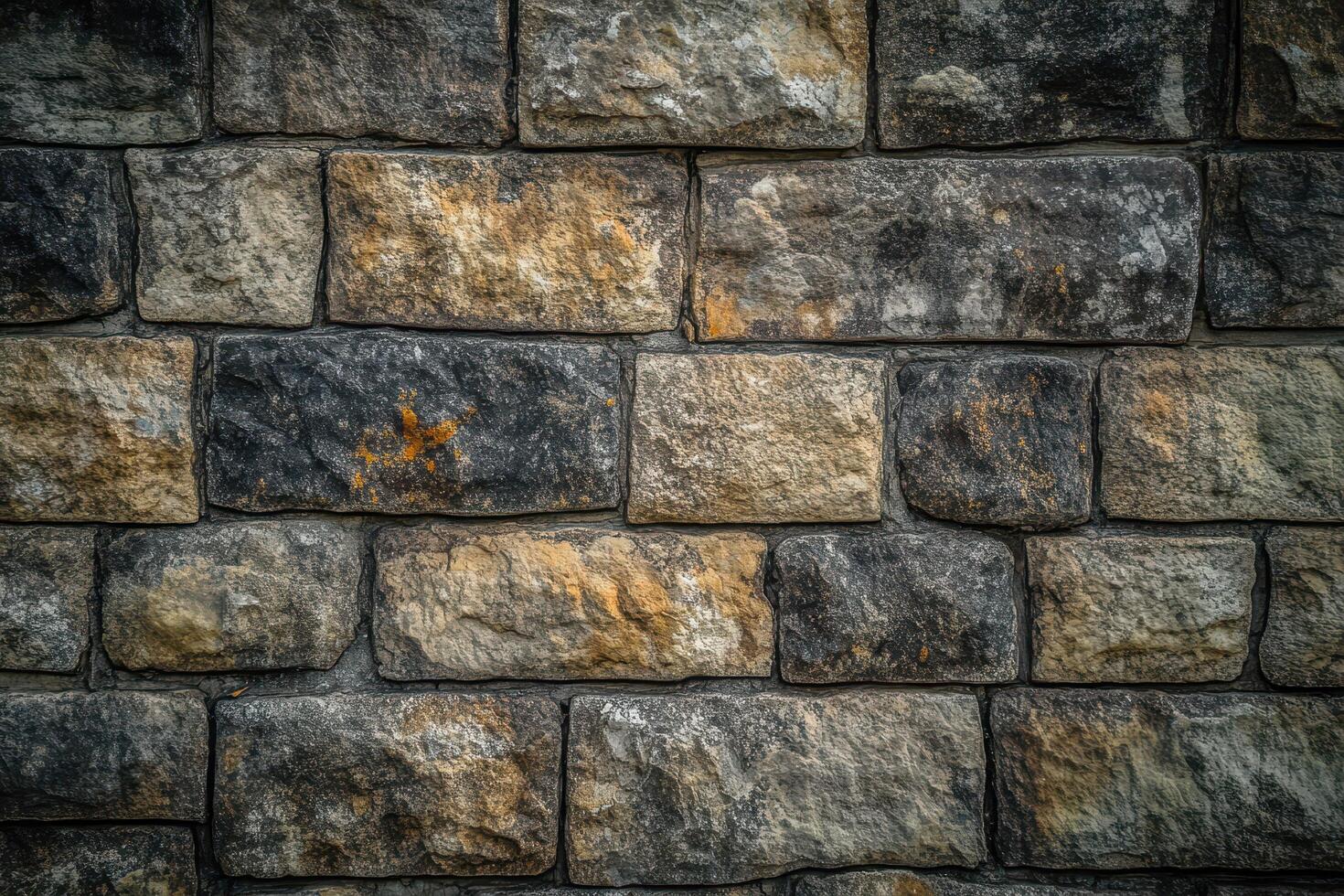 Weathered Stone Wall with Irregular Bricks photo