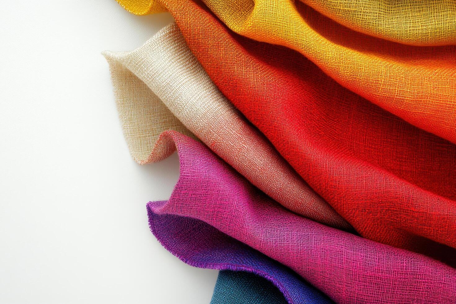 Colorful Fabric Swatches Arranged in Gradient Pattern photo